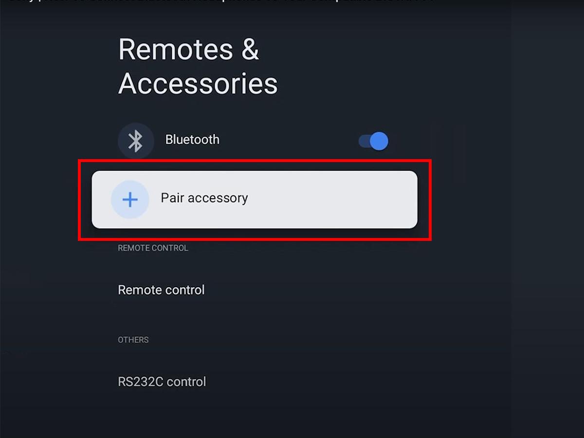 Select 'Pair accessory.' (From: Youtube/Sony Electronics | Support (US))