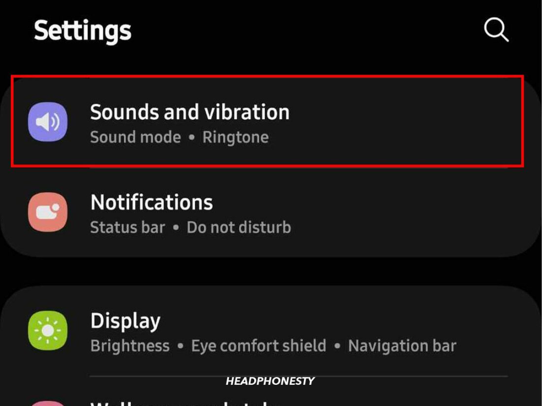 Open 'Sound and vibration' settings.