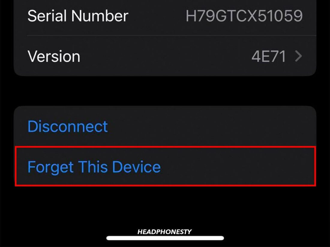 Select 'Forget this device'.
